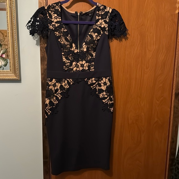 Entry Floral Cutout Motif Navy Dress - Picture 1 of 3